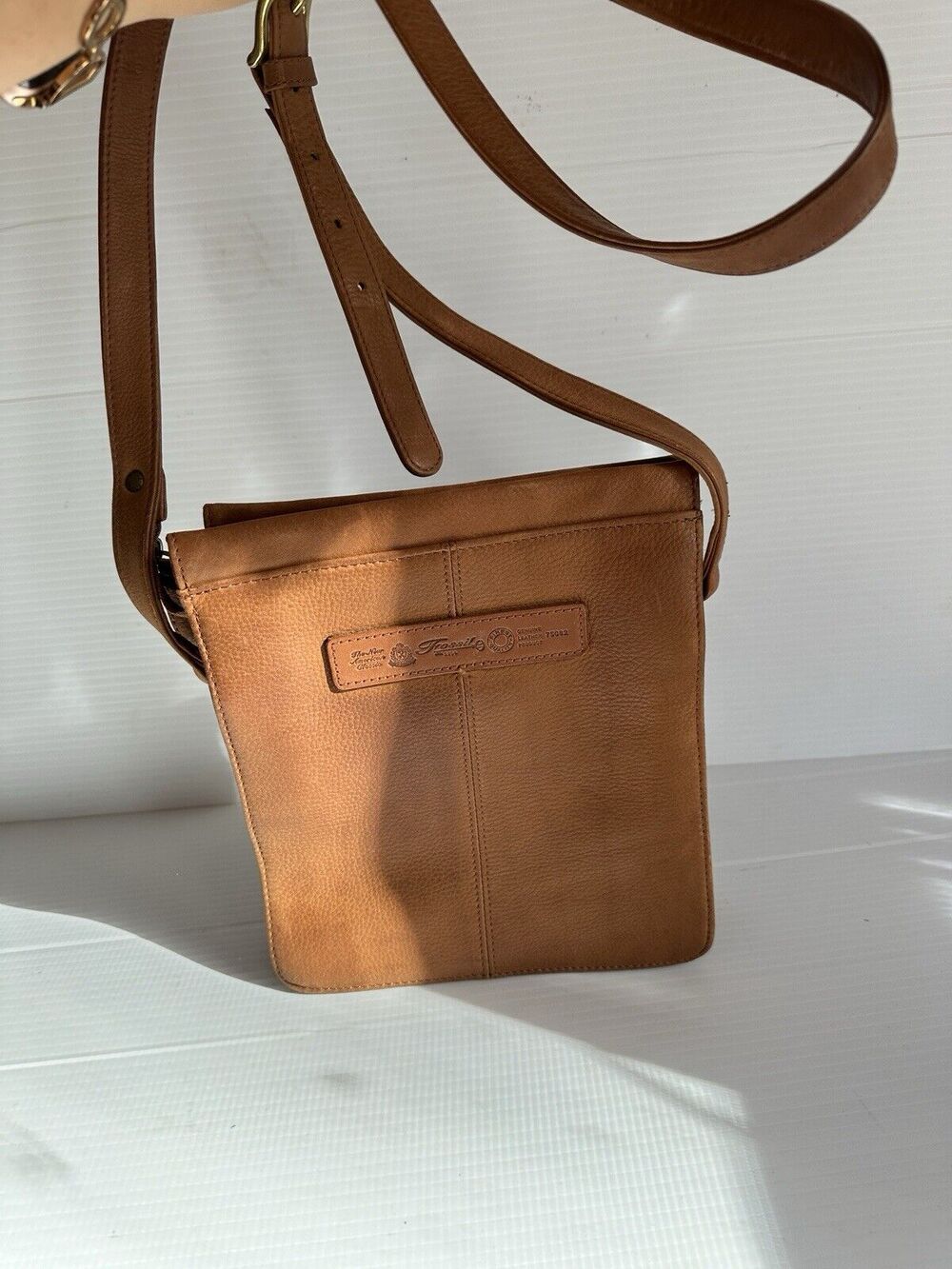 Fossil Vintage Saddle Tan Leather Crossbody Purse Shoulder Bag